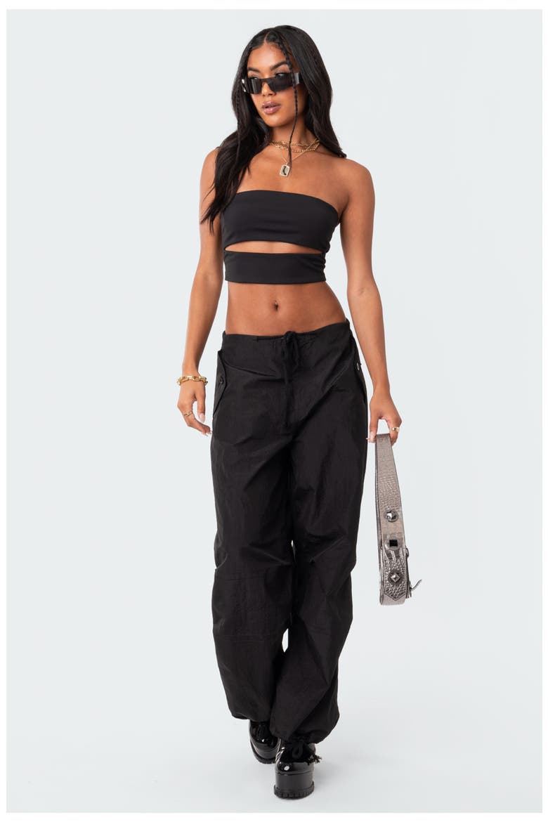 Rian Nylon Cargo Pants, Alternate, color, BLACK