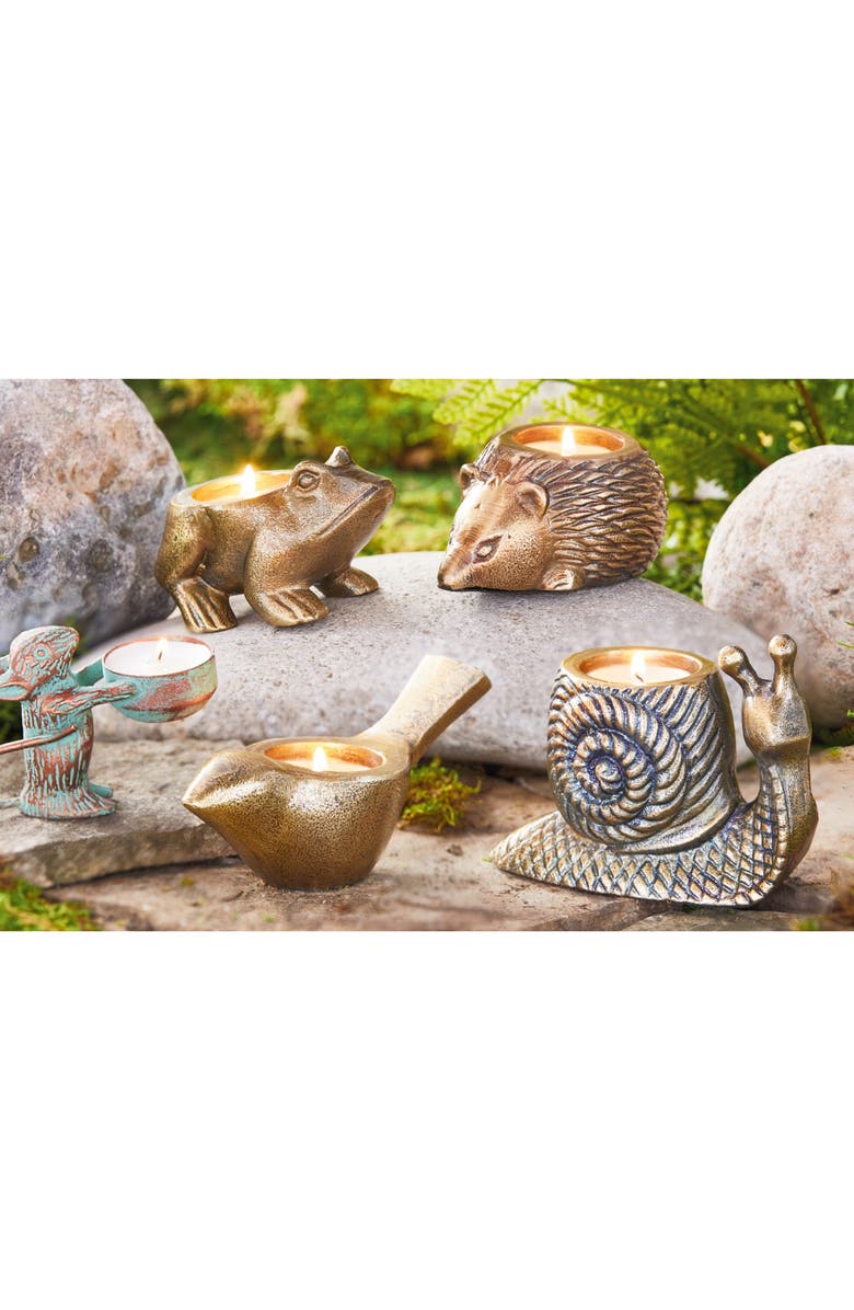 tag Garden Bird Tealight Antique Brass Aluminum Spring, Alternate, color, Gold