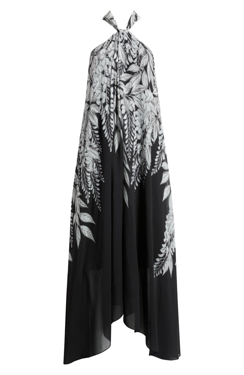 KOBI HALPERIN Daria Sleeveless Handkerchief Hem Maxi Dress, Main, color, Black/ White