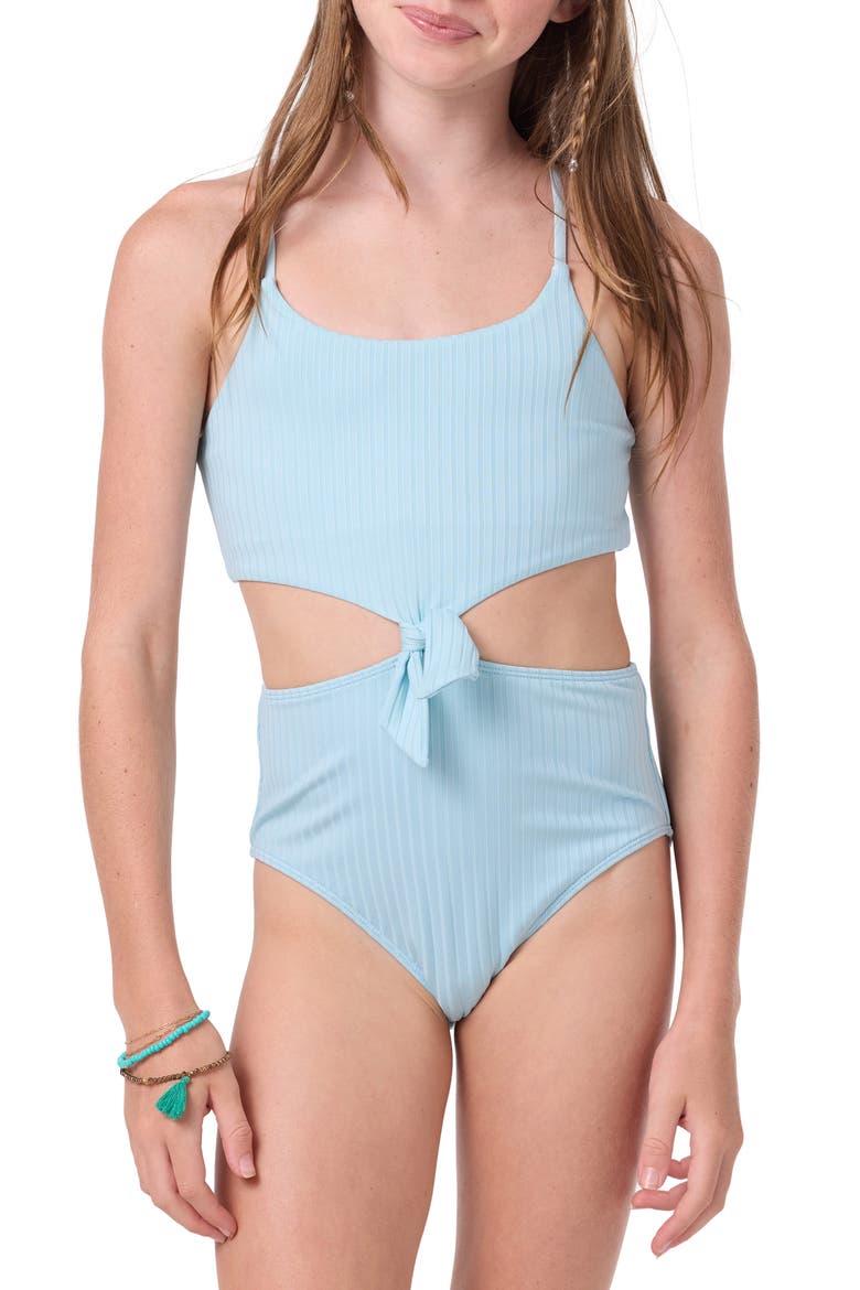 Shorebreak Rib Knot Cutout One-Piece Swimsuit, Main, color, STRATOSPHERE