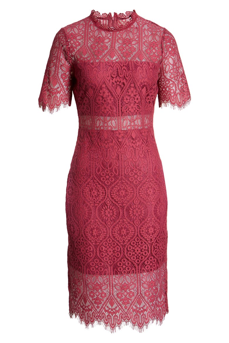 Remarkable Lace Cocktail Dress, Alternate, color, BURGUNDY