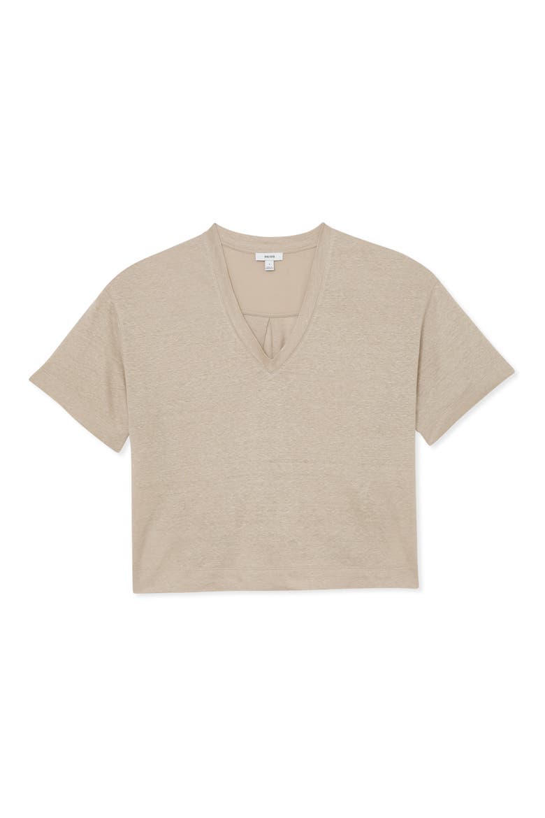 Linen V-Neck Tee, Alternate, color, STONE NEUTRAL