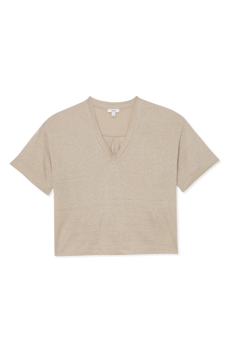 Reiss Linen V-Neck Tee, Alternate, color, Stone Neutral