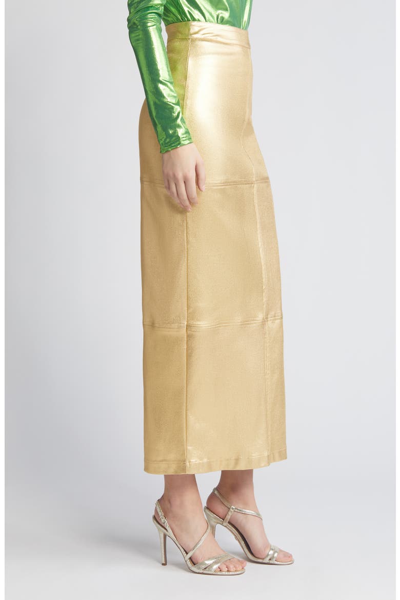 Iggy Metallic Maxi Skirt, Alternate, color, GOLD