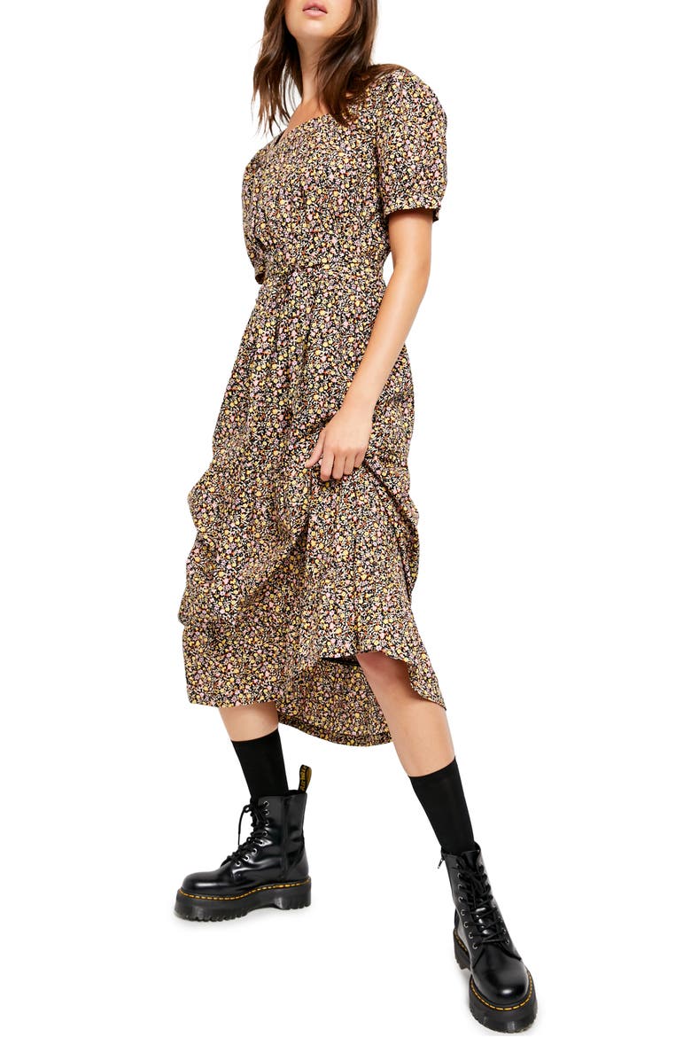 Heartlands Floral Print Prairie Dress, Main, color, BLACK COMBO