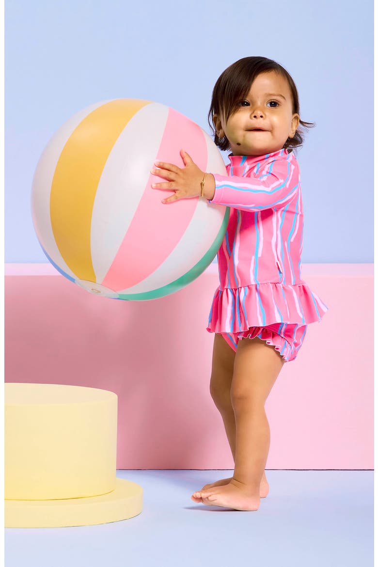 Aruba Ruffle Long Sleeve Two-Piece Swimsuit, Alternate, color, ARUBA PINK