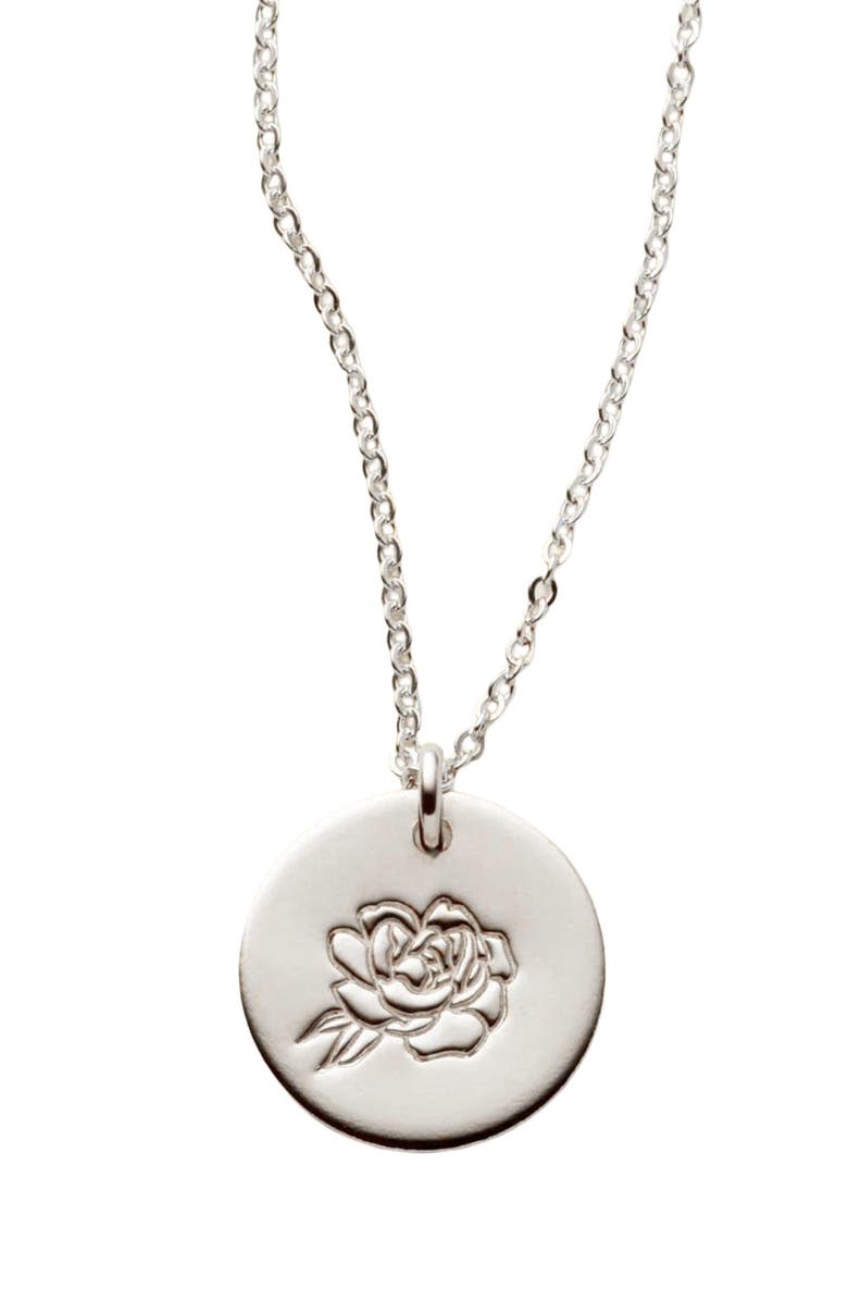 MADE BY MARY September Birth Flower Necklace, Main, color, Silver