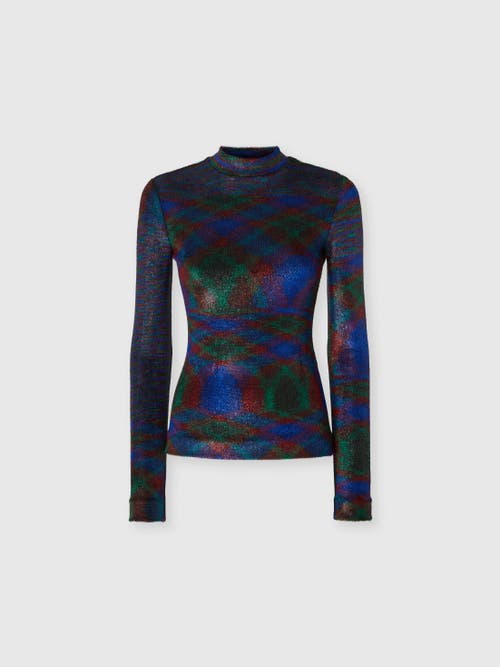 Missoni Turtleneck Sweater With Flame Pattern In Blue