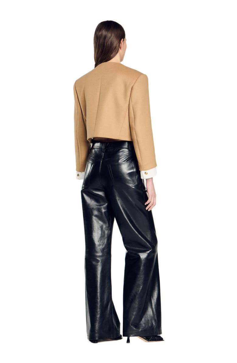 SANDRO Cropped wool-blend jacket, Alternate, color,