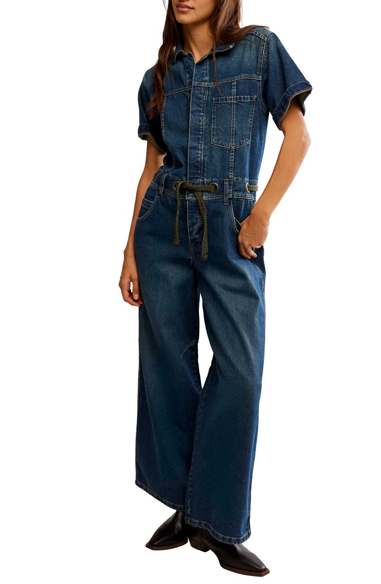 Free People Edison Wide Leg Denim Jumpsuit, Main, color,