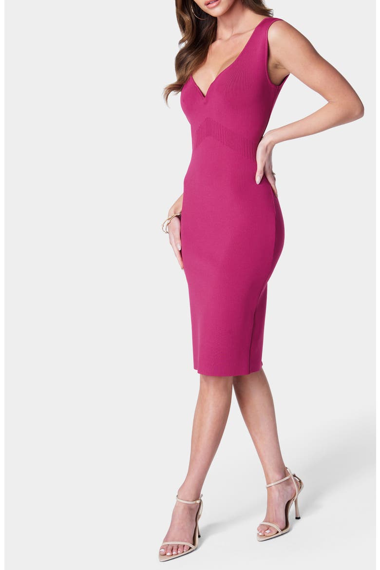 Sleeveless Body-Con Sweater Dress, Alternate, color, FUCHSIA