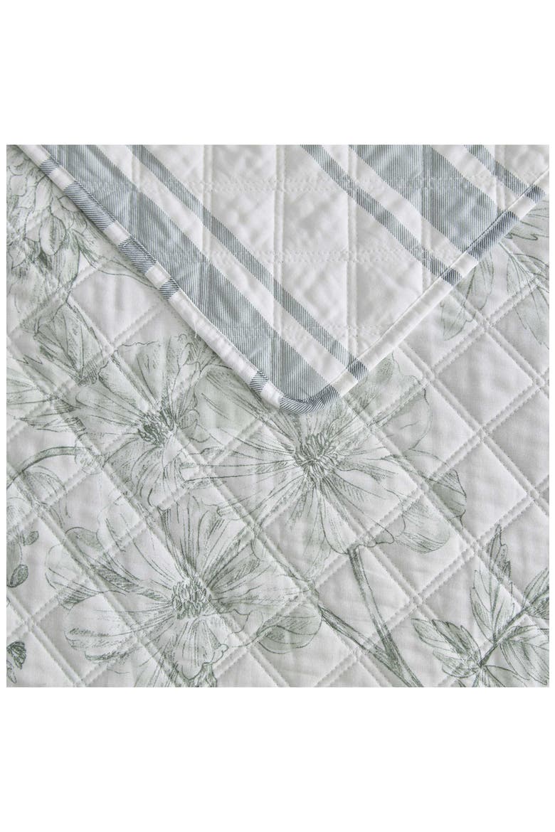 Vine Floral Reversible Cotton Percale Quilt Set, Alternate, color, LIGHT SAGE