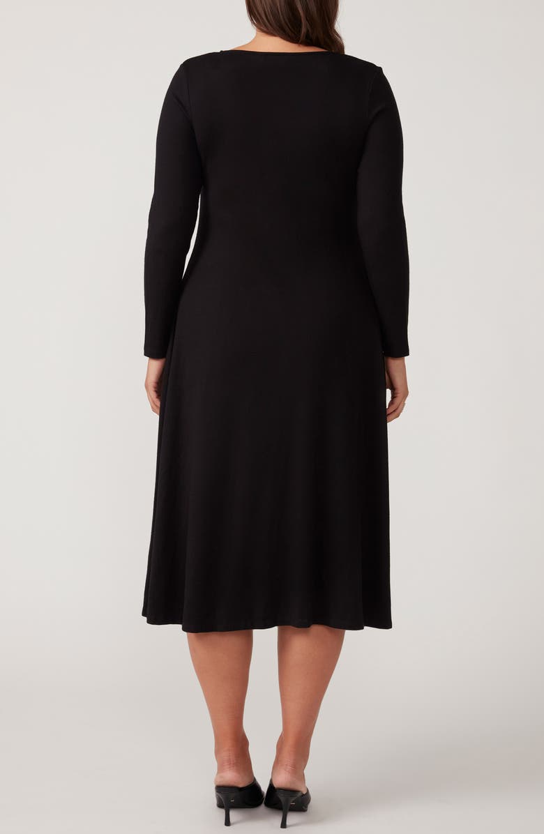 Estelle Eclipse Long Sleeve V-Neck Midi Dress, Alternate, color, 