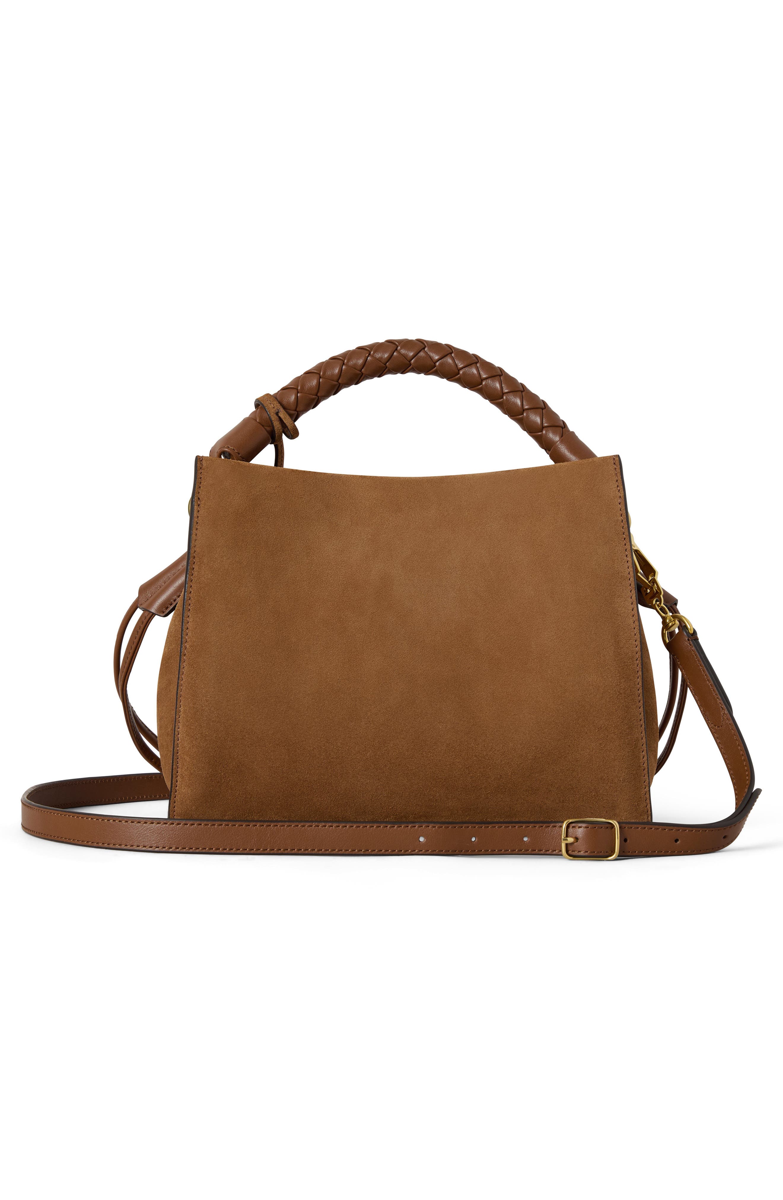 Small Iris Suede Leather Crossbody Bag, Alternate, color, VINTAGE OAK