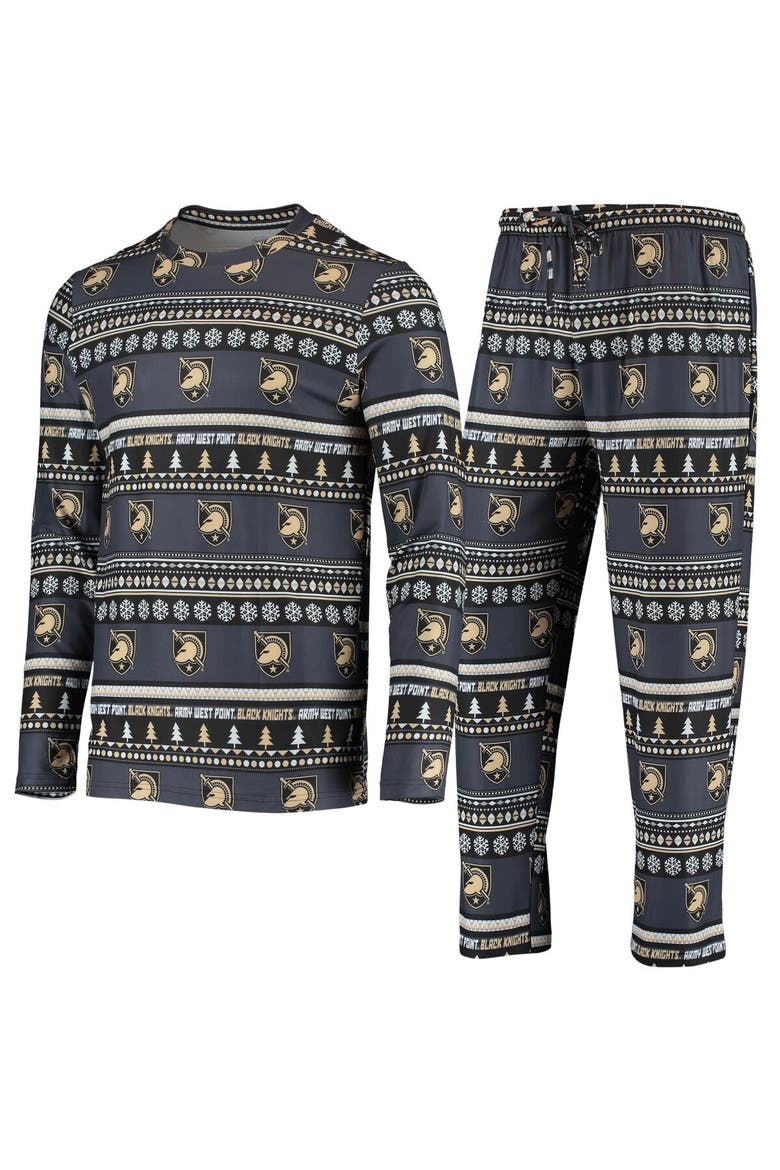 Men's Concepts Sport Black Army Black Knights Ugly Sweater Knit Long Sleeve Top and Pant Set, Alternate, color, Black