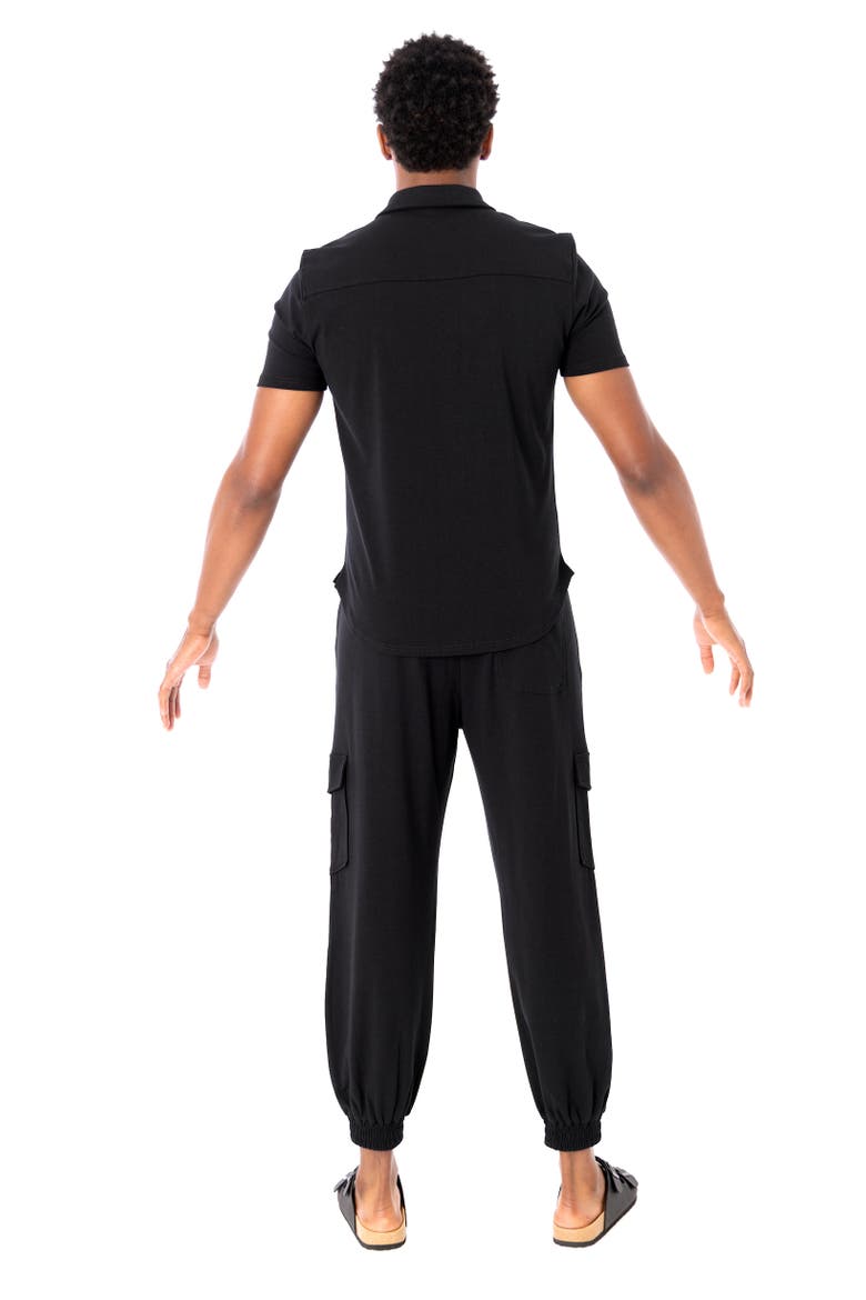Cuba Short Sleeve Button Up Shirt, Alternate, color, Black Solid