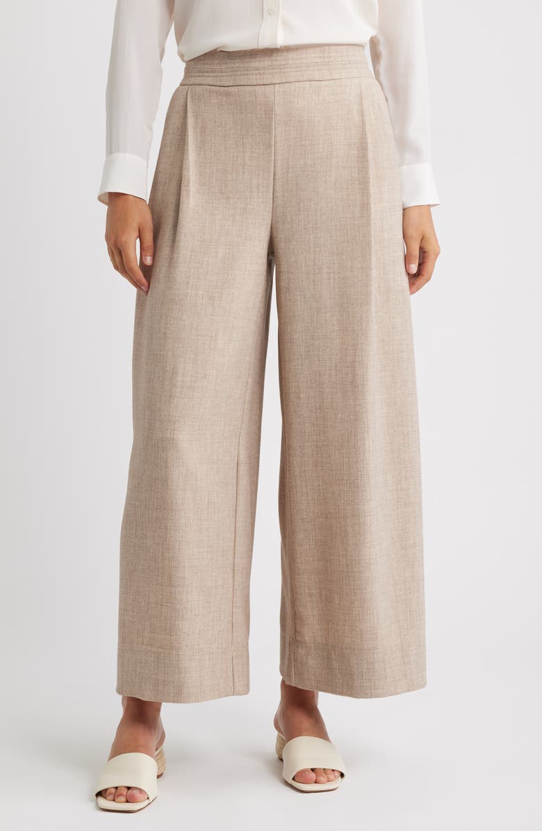 Wit & Wisdom Ultra Skyrise Pleated Wide Leg Pants, Main, color, Heather Khaki