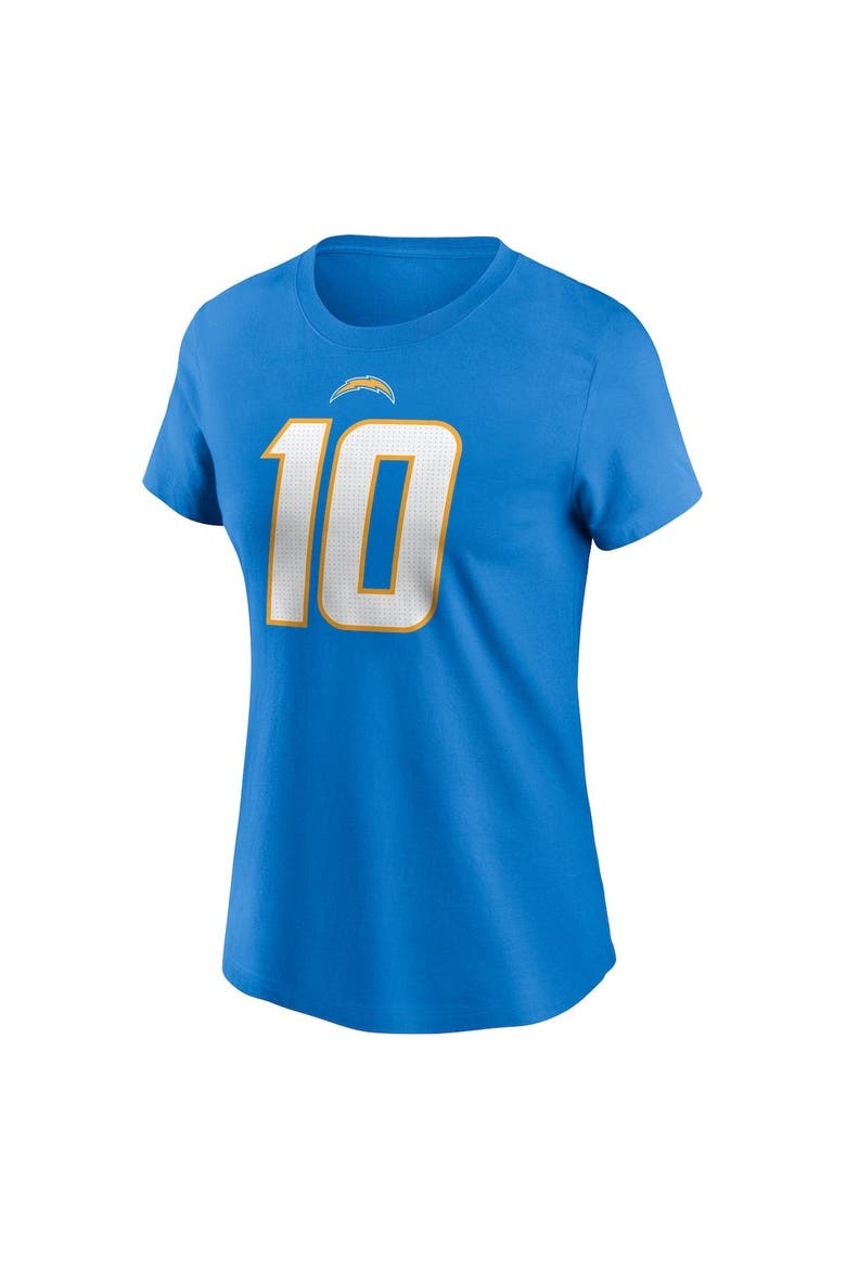 Women's Nike Justin Herbert Powder Blue Los Angeles Chargers Player Name & Number T-Shirt, Alternate, color, Powder Blue