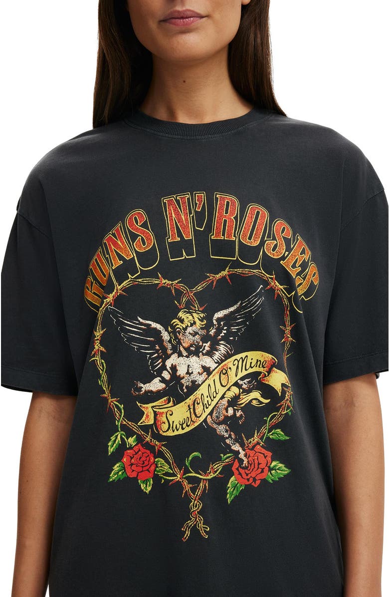 Cotton On Women's The Lcn Music Boxy Graphic Tee, Alternate, color, Guns N Roses Cherub Washed