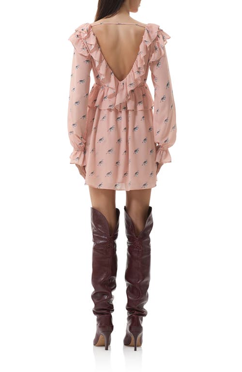 Afrm Arland Long Sleeve Minidress In Pink