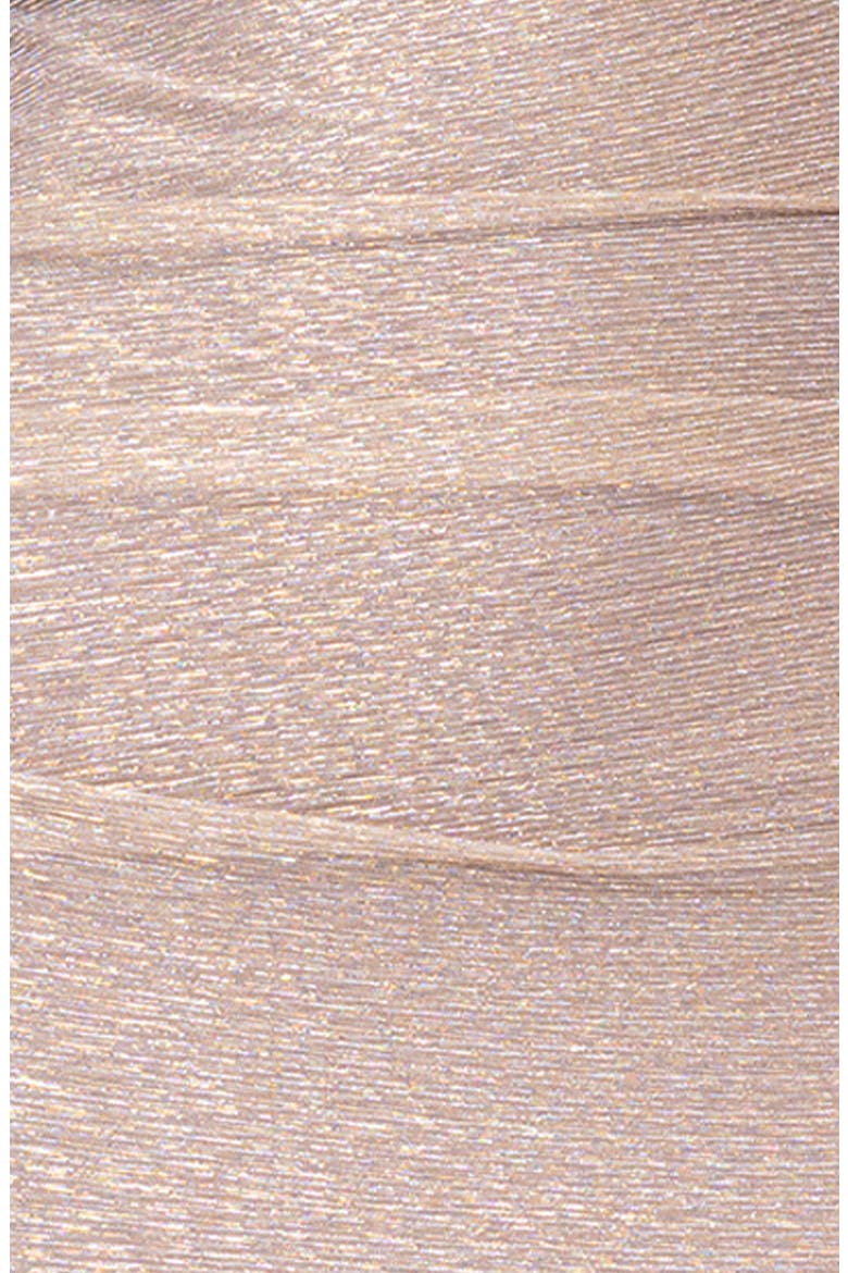 Crinkle Metallic Cape Sleeve Gown, Alternate, color, GOLD/ SILVER