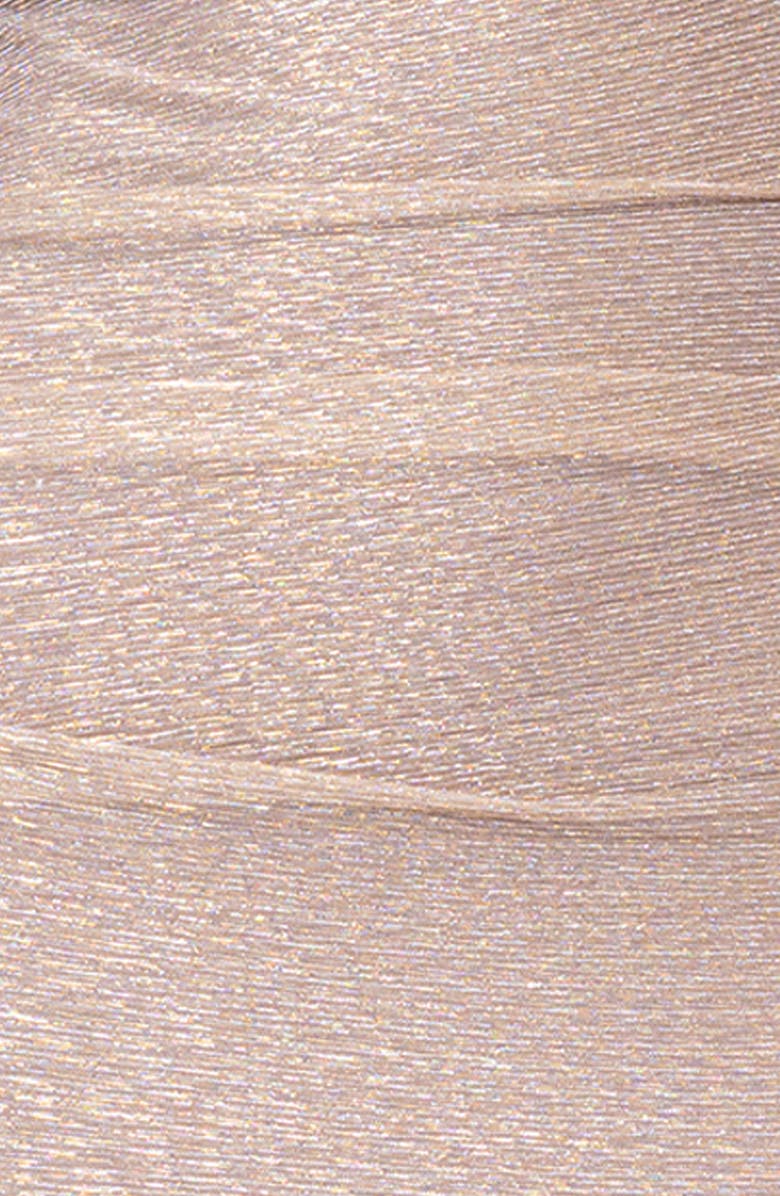 Betsy & Adam Crinkle Metallic Cape Sleeve Gown, Alternate, color,