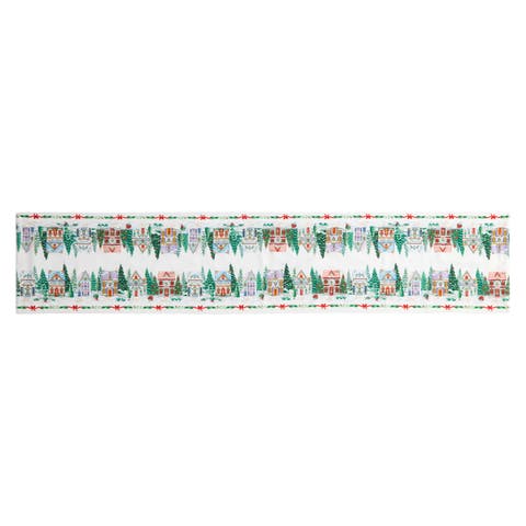 Spice Village Christmas Embroidered Table Runner, Multicolor - 14" W X 70" L