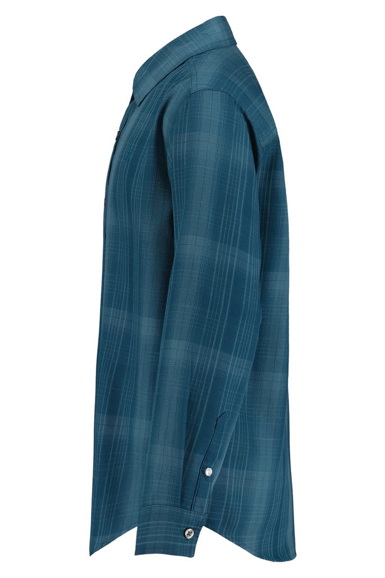 Kids' Long Sleeve Plaid Button-Up Shirt, Alternate, color, MAJOLICA BLUE