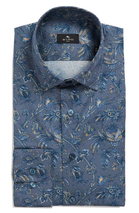 Roma Paisley Stretch Cotton Button-Up Shirt