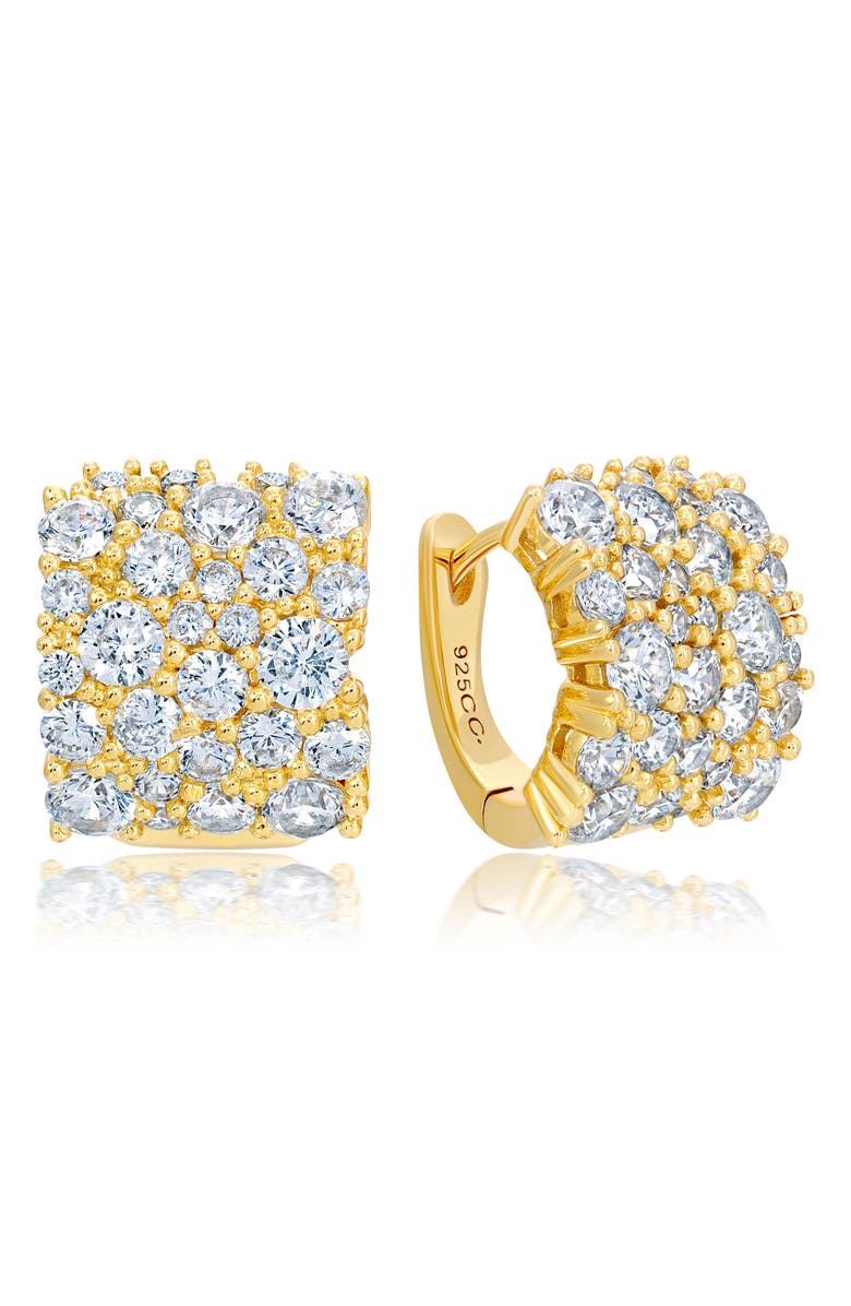 Crislu Pavé Huggie Hoop Earrings, Main, color, Gold