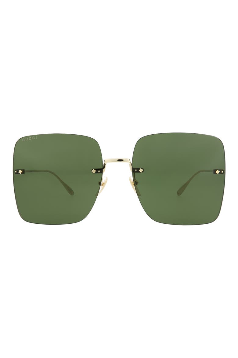 62mm Oversize Square Sunglasses, Main, color, GOLD GOLD GREEN
