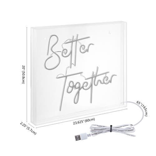 Jonathan Y Better Together 23.63" X 20" Contemporary Glam Acrylic Box Usb Operated Led Neon Light, W In White
