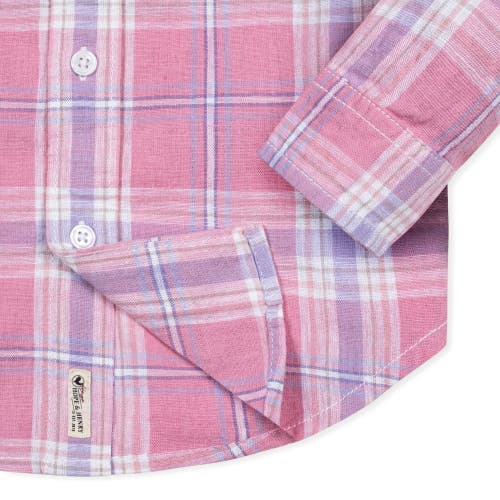 Shop Hope & Henry Boys' Linen Button Down Shirt, Kids In Tea Room Pink Plaid
