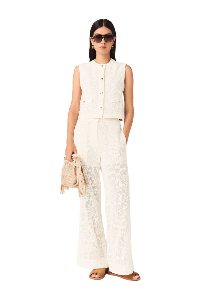 Guipure lace trousers, Alternate, color, Ecru
