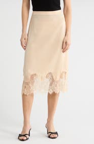 NSR Satin Lace Midi Skirt