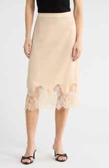NSR Satin Lace Midi Skirt