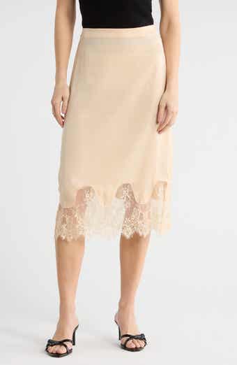 NSR Satin Lace Midi Skirt