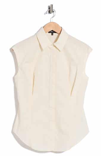 Cap Sleeve Cinched Poplin Shirt