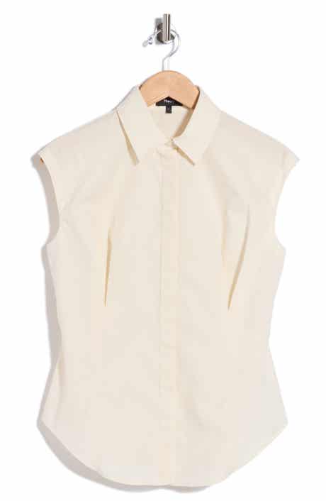 Cap Sleeve Cinched Poplin Shirt