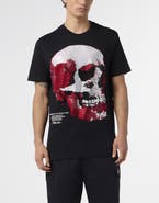 PHILIPP PLEIN Round Neck T-Shirt Red Skull Skull Men