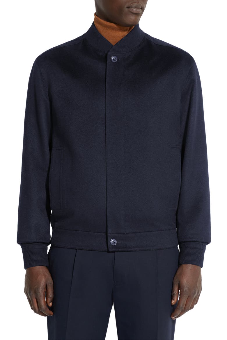 Oasi Cashmere Elements Water Repellent Bomber Jacket, Main, color, NAVY