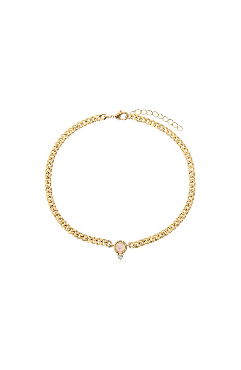 BY ADINA EDEN CZ X Opal Cuban Link Pendant Anklet, Main, color, Gold
