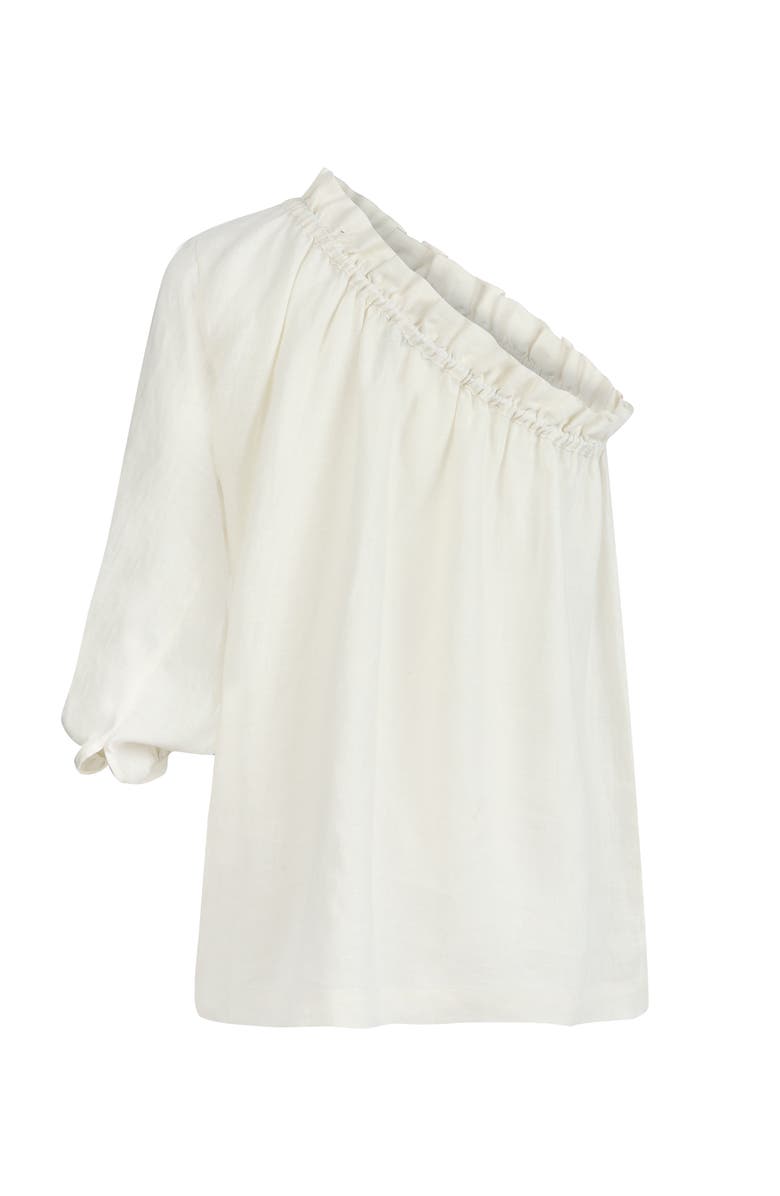 Labeca London Capri Linen One Sleeve Top, Alternate, color, Ecru