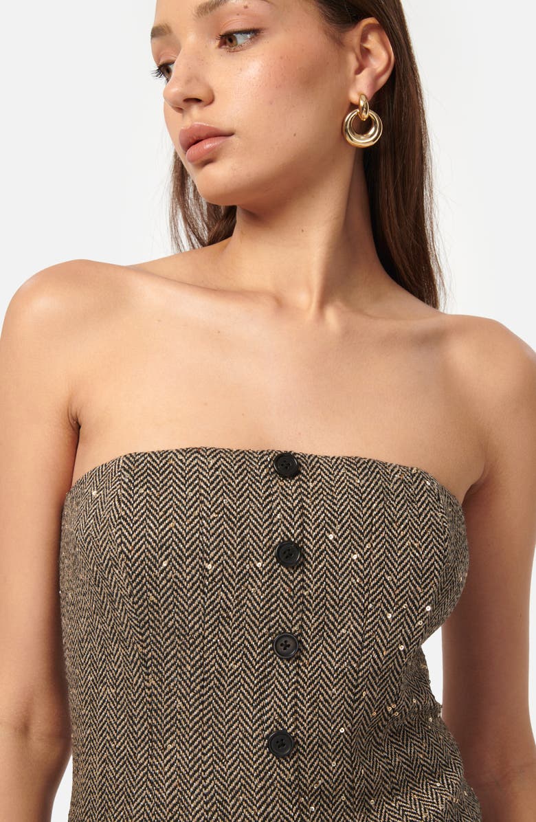 CAMI NYC Elliot Sequin Wool Blend Herringbone Strapless Top, Alternate, color, 