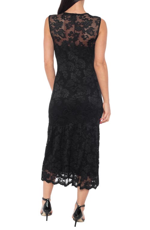 Marina Scallop Lace Sleeveless Midi Dress In Black