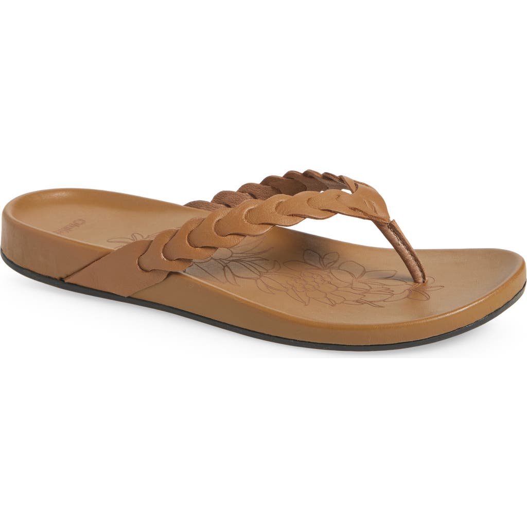 Olukai Lei Leather Flip Flop In Multi