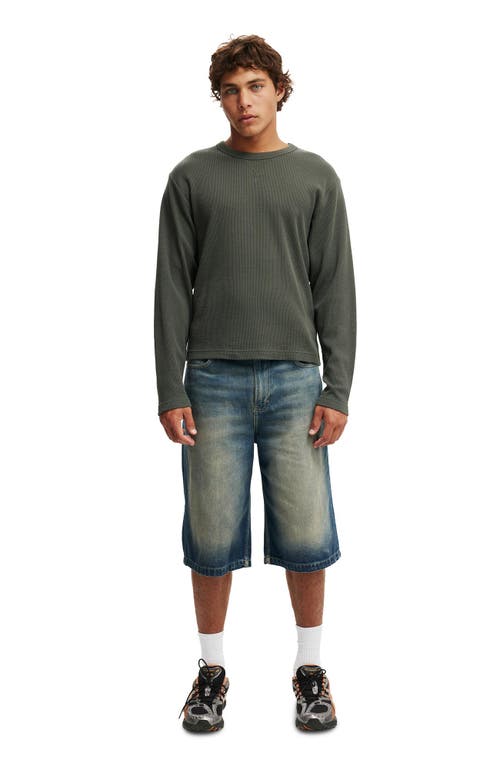 Cotton On Cropped Fit Textured Long Sleeve In Green