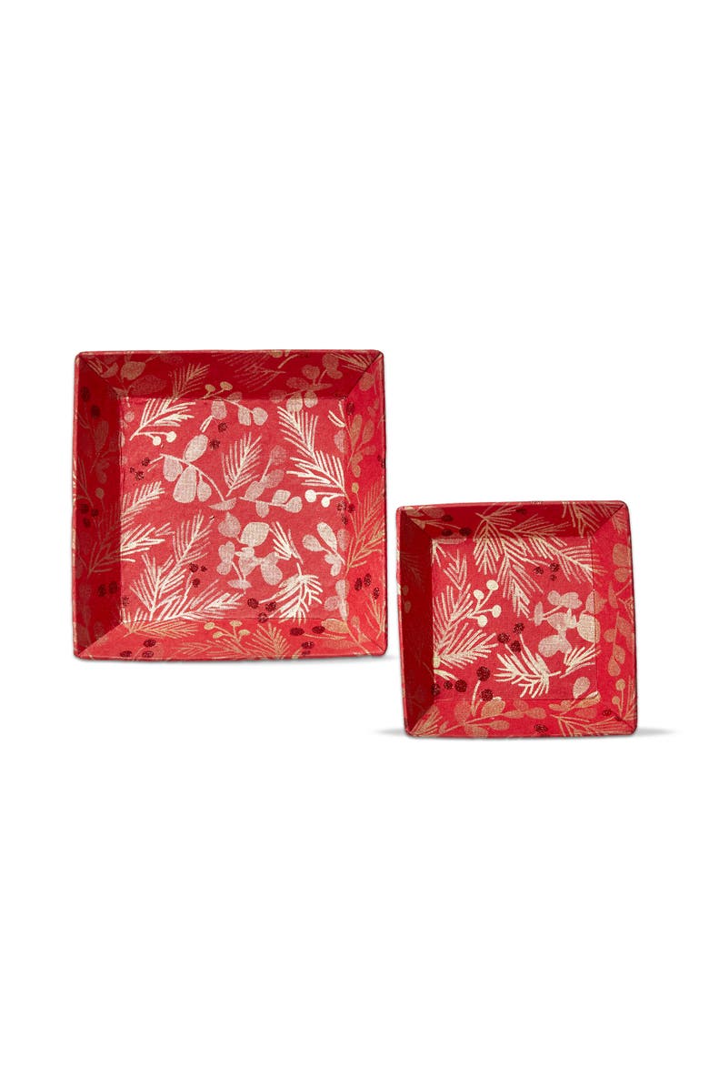 tag Sprig Catch All Tray Red Multi Paper Serving Tray Holiday Decor, Main, color, Red