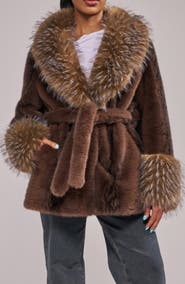 AZALEA WANG Evara Faux Fur Jacket