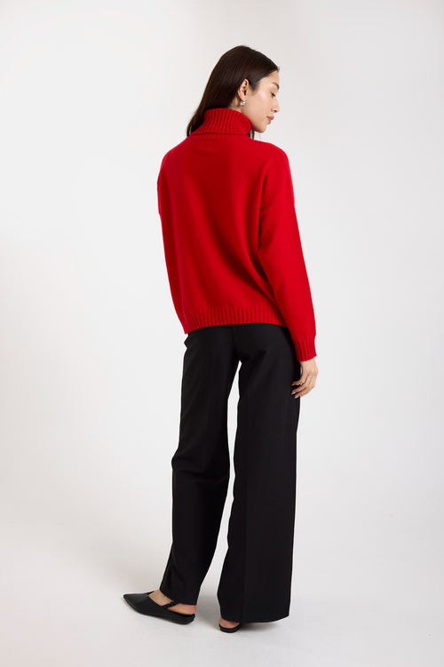 Brodie Pure Cashmere Pippin Roll Neck  100% Cashmere Sweater In Red